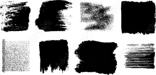 Creative distressed monochrome ink patch collection for artistic design projects