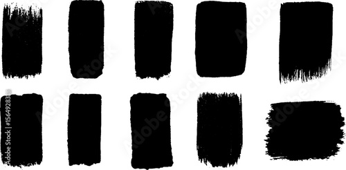 Artistic black ink bars and rectangles on white background for creative design