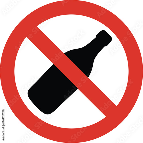 No Alcohol Sign Vector Illustration: A Prohibition Symbol for Alcohol-Free Zones, Health Campaigns, and Responsible Consumption on a Transparent Background