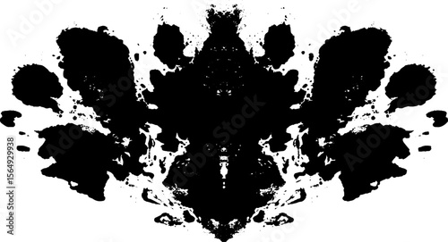 Symmetrical black ink blots rorschach design for psychological concepts and creativity