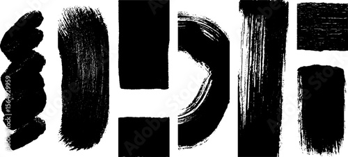 High contrast ink marks with gestural brush strokes for artistic design