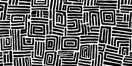 Abstract seamless black and white line pattern design for backgrounds