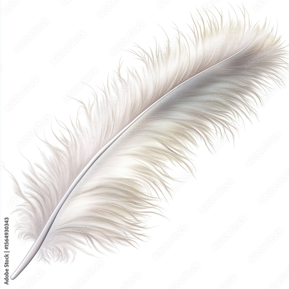 Fototapeta premium A single feather floating in the wind Vector illustration. isolated on white background, detailed, high resolution, professional photograph - generated AI