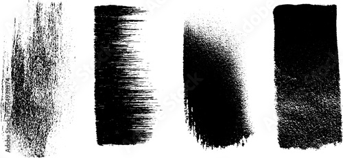 Grunge black textures collection with ink wash brush strokes for design and art projects