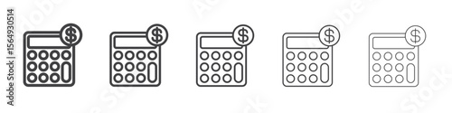 Accounting Calculator icon Line graphics illustration symbol