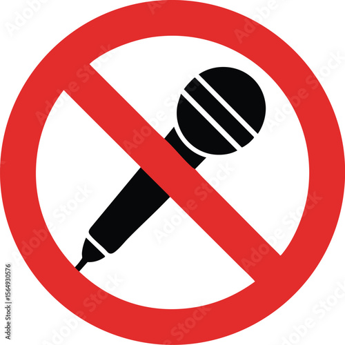 No Microphone Allowed Sign: Prohibition of Audio Recording and Amplification, Symbolizing Silence and Restriction, Isolated on Transparent Background for Versatile Use