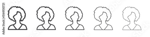 afro-american woman or girl icon Line graphics illustration symbol