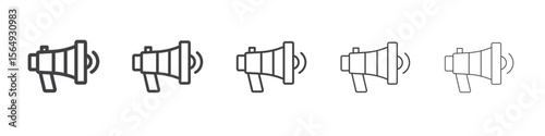 announce in loudspeaker icon Line graphics illustration symbol