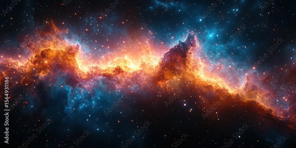 Fototapeta premium Stunning cosmic scene showcasing colorful nebula and celestial formations in deep space