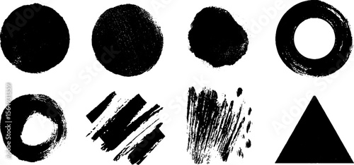 Artistic collection of abstract ink shapes for creative design projects