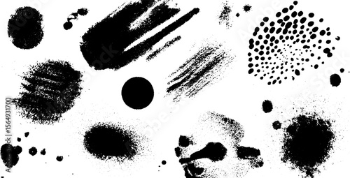 Urban graffiti art: collection of spray paint splatter marks for creative design