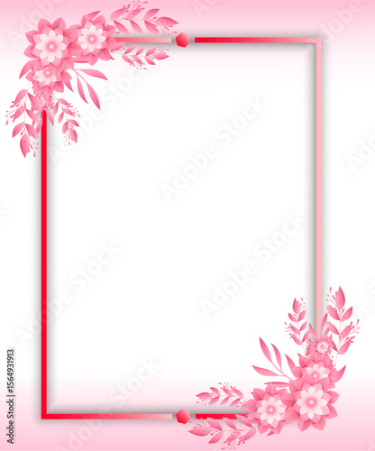 Abstract floral flower border illustration rose flower leaf ornament with white background