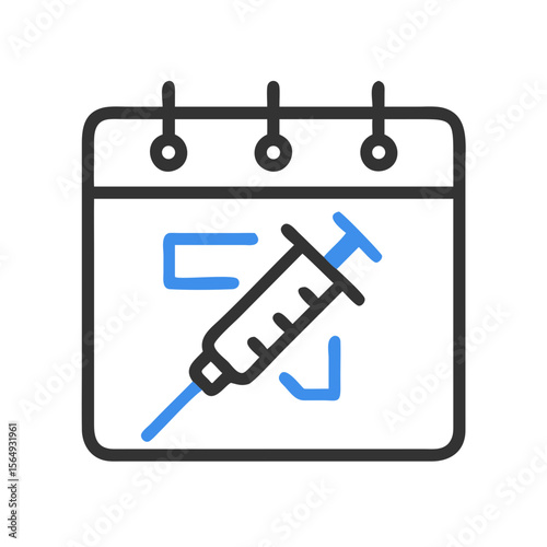 Vaccination date on medical calendar icon