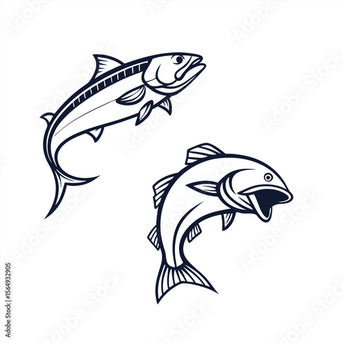 vector illustration of a fish icons , ai generator