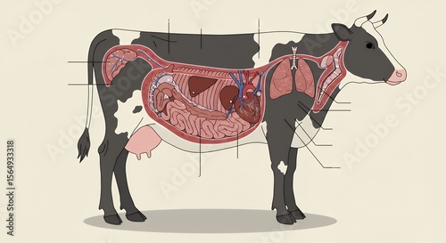 Cow Internal Anatomy Diagram photo