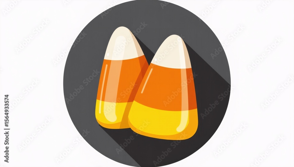 Fototapeta premium Halloween candy corn illustration with flat design and long shadow
