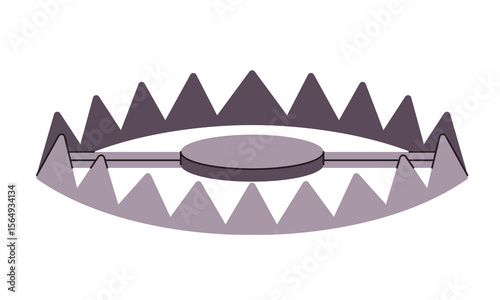 metal jaw trap with two spring loaded jaws that snap shut to catch animals