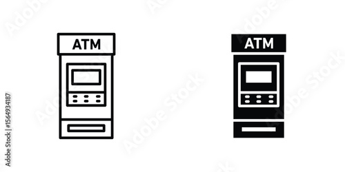 ATM machine icon design collection. Vector sign and symbol for UI designs