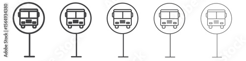 Bus sign icon Line graphics illustration symbol
