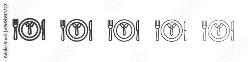 Business lunch, dinner icon Line graphics illustration symbol
