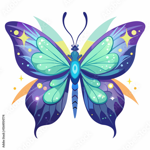 an enchanted butterfly vector with magical glow