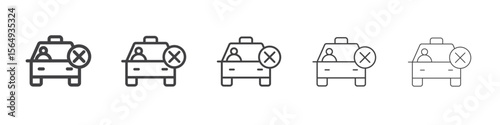 Cancel ordered taxi icon Line graphics illustration symbol