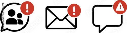 Alert symbols for messaging, emails, and notifications in minimal style  