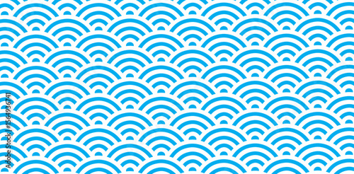 Japanese style wave pattern, Red, Black and White Fish Scales, Chinese and Japanese Style, Vector, Illustration