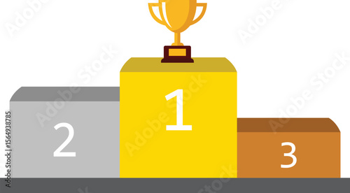 Vector Podium Illustration with Trophy – Top 3 Winner Positions in Flat Style