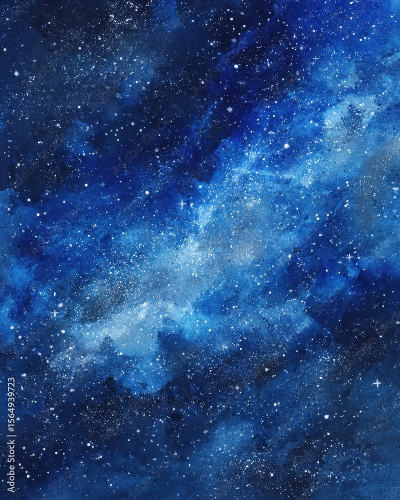 Obraz premium Celestial Watercolor. Astronomic Night Sky Illustration with Bright Stars and Abstract Design