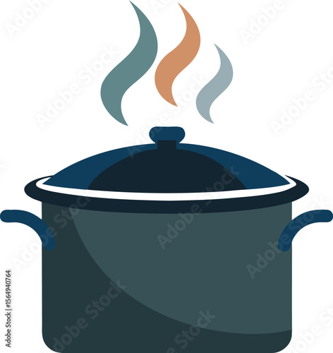 Boiling Cooking Pot with Steam Vector

