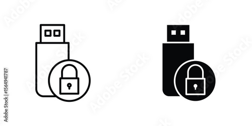 Pendrive security icon design collection. Vector sign and symbol for UI designs