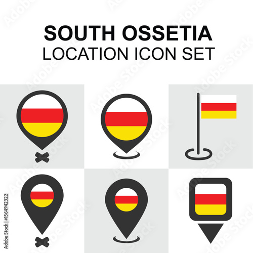 Icon set featuring South Ossetia’s flag and disputed territorial theme.
