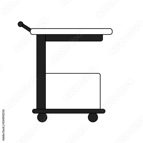 Rolling cart graphic presents a clean, simple design suitable for medical equipment or serving carts, useful in branding.