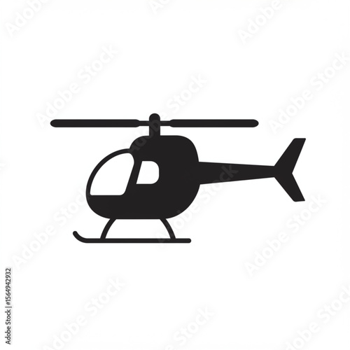 A minimalistic helicopter design, perfect for use in aviation themed graphics, transport symbols, or emergency service logos.