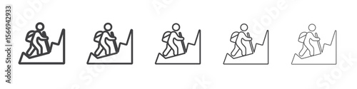 Climbing icon Line graphics illustration symbol