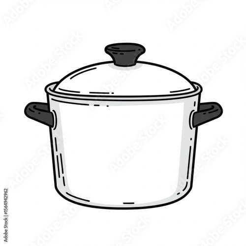 Simple drawing of a cooking pot with a lid, perfect for culinary blogs, recipe websites, or restaurant themed designs.