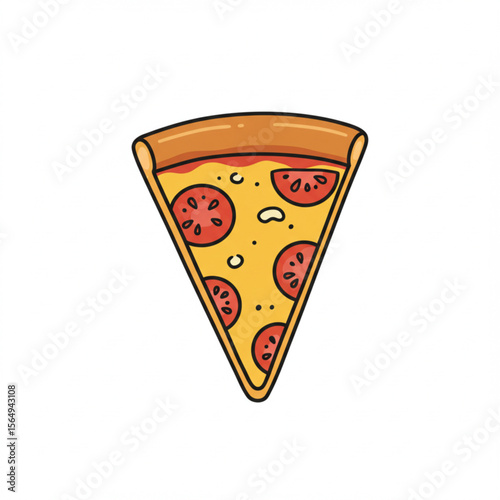 Delicious pizza slice graphic with a cartoonish style, ideal for menus, food promotions, or culinary design elements.