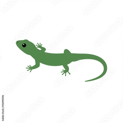 Green gecko design element showcases a simple, modern approach, perfect for ecological logos and educational designs about reptiles.