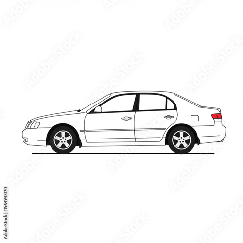 Side view outline of a modern sedan car, suitable for automotive design, logo, or icon projects that require a clean, detailed vehicle graphic.