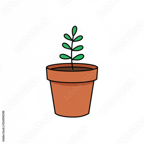 Decorative potted plant element showcasing growth and natural design, ideal for springtime themes and environmental awareness promotions.