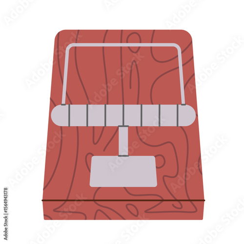 classic wooden snap mouse trap with a metal spring and trigger designed to quickly trap and kill mice