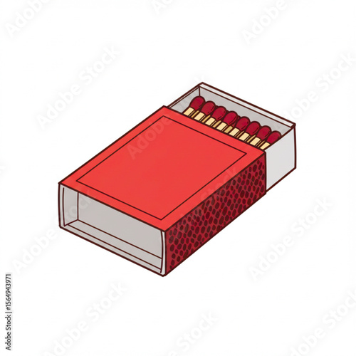 A simple matchbox design showing red matches inside, perfect for retro graphic designs or any fire safety themed creation and advertising.