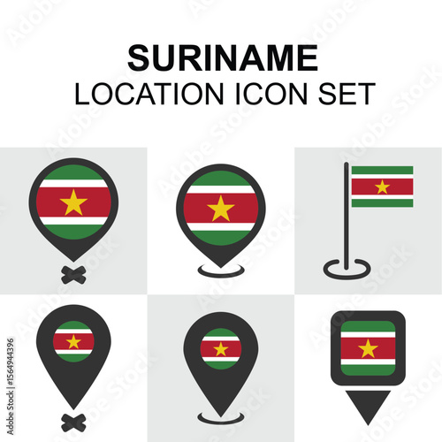 Free Download Suriname-themed icon set featuring location markers and national flag. - GFXLoad