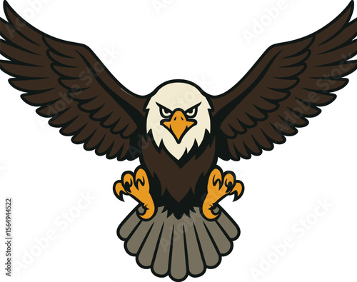 Eagle flying with wings spread as a wild bird illustration