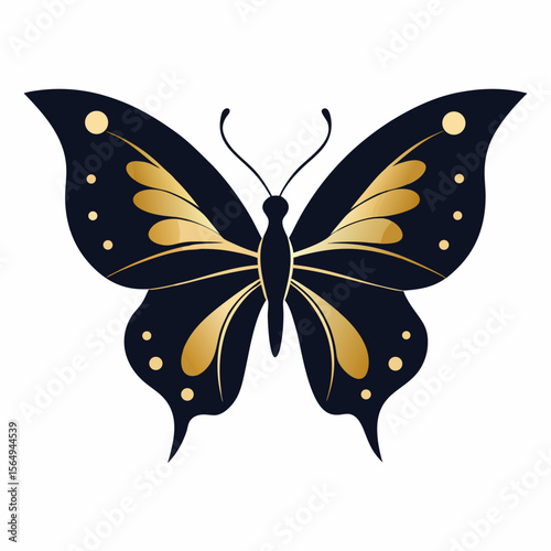 butterfly silhouette With gold accents vector