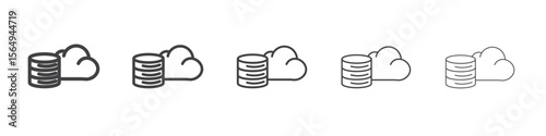 Cloud database icon Line graphics illustration symbol