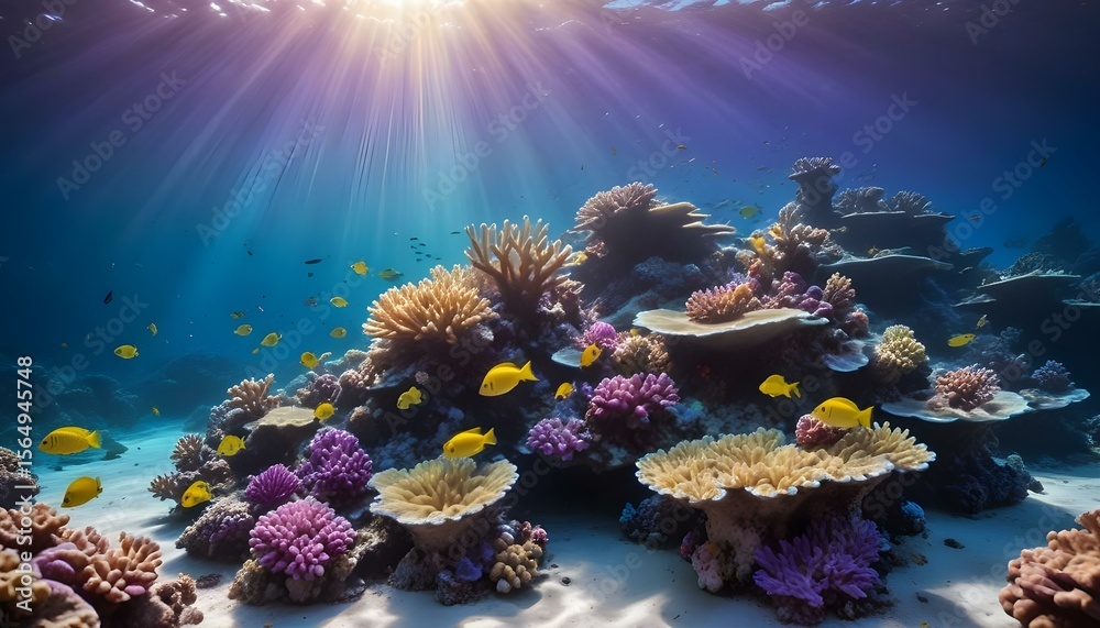 Fototapeta premium Spectacular underwater view of a thriving coral reef ecosystem, teeming with life.
