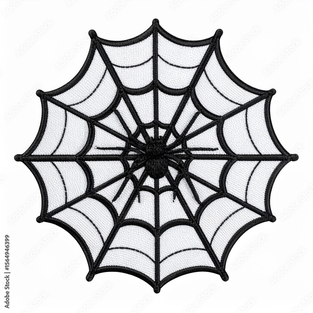 Obraz premium Black Spider in Circular Web Graphic Design