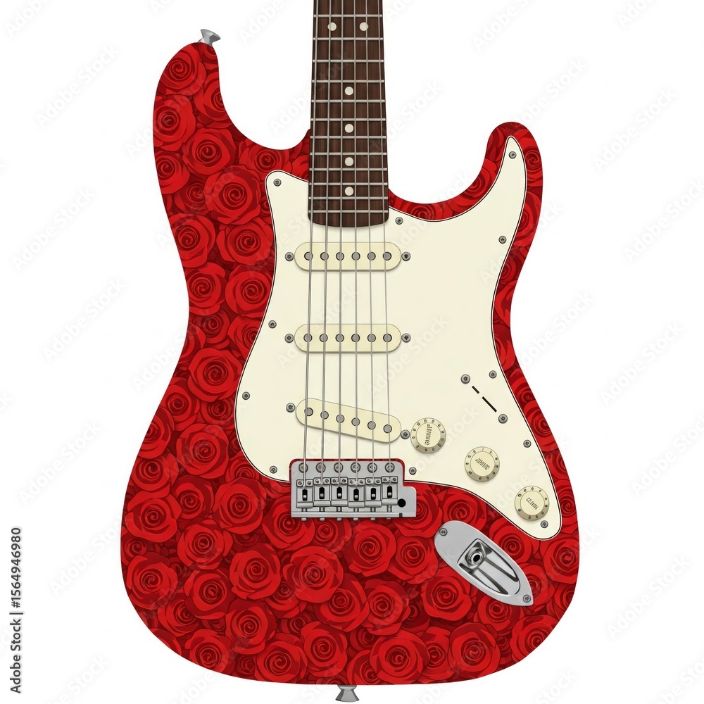 Fototapeta premium Red Roses Guitar Design